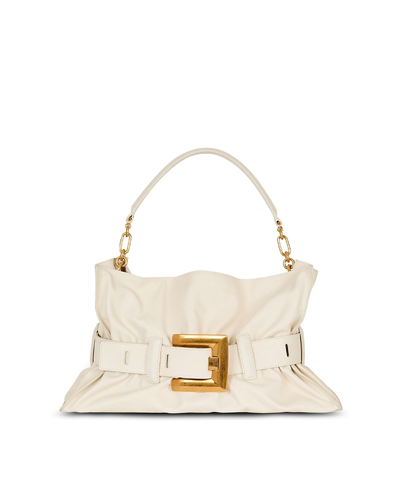 Balmain Anthem Medium Buckle Shoulder Bag In Calfskin