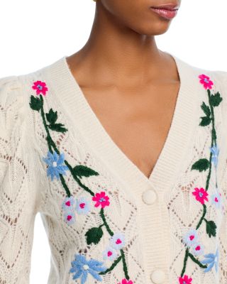 AQUA 100% Cashmere Embroidered Cardigan - Exclusive