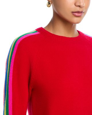 100% Cashmere Rainbow Athletic Stripe Sweater - Exclusive