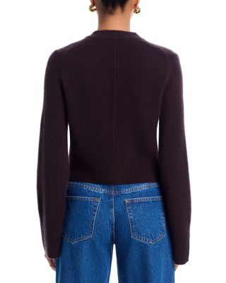 100% Cashmere Cropped Wide Sleeve Crewneck Cardigan - Exclusive