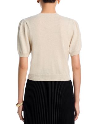 100% Cashmere Short Puff Sleeve Cardigan - Exclusive
