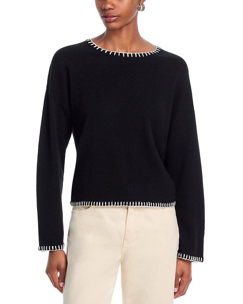 Aqua Cashmere Whipstitch Crewneck Sweater - Exclusive In Multi