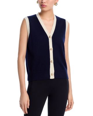AQUA - 100% Cashmere V Neck Sweater Vest - Exclusive