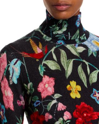 100% Cashmere Printed Floral Turtleneck Sweater - Exclusive