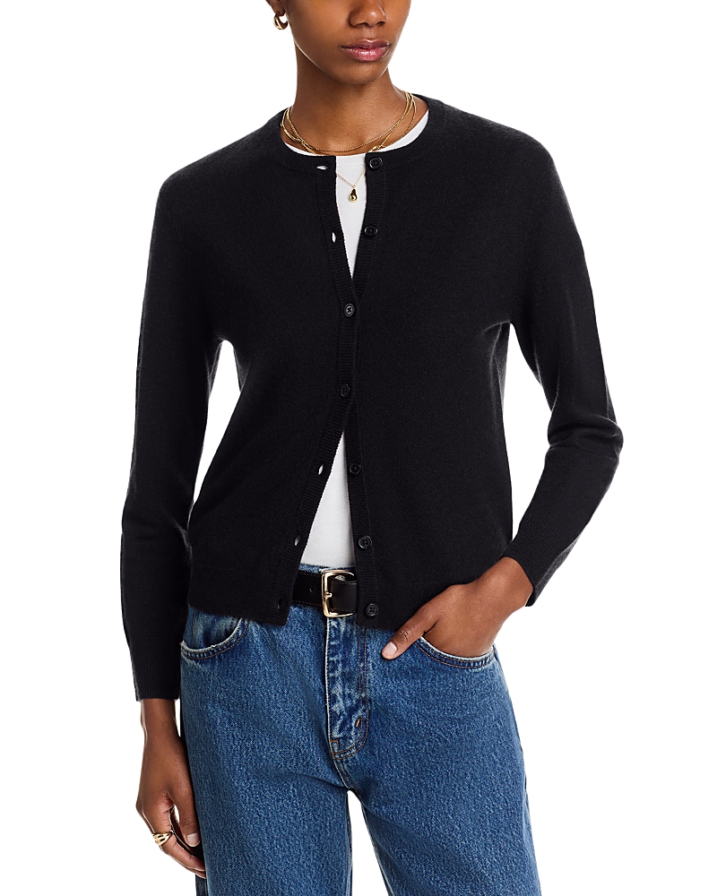 C By Bloomingdale's Cashmere Cashmere Crewneck Cardigan Sweater - Exclusive In Black