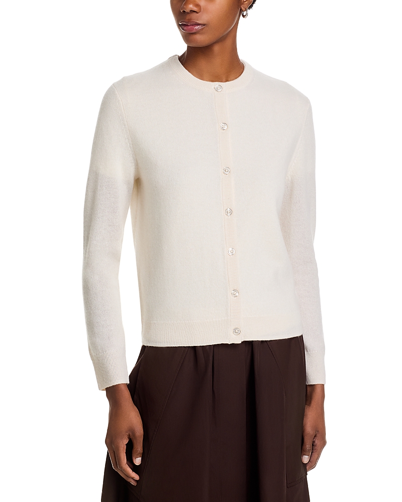 C By Bloomingdale's Cashmere Cashmere Crewneck Cardigan Sweater - Exclusive In White