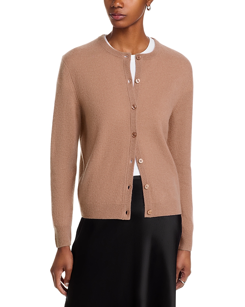 C By Bloomingdale's Cashmere Cashmere Crewneck Cardigan Sweater - Exclusive In Brown
