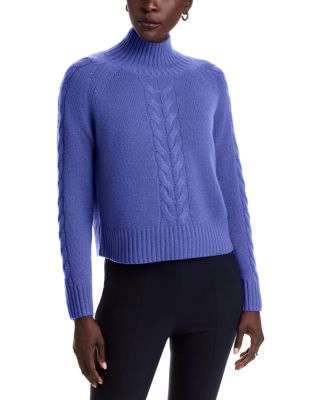 100% Cashmere Cable Mock Neck Sweater - Exclusive