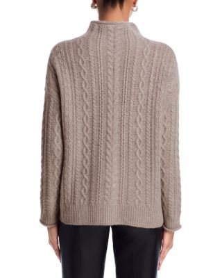 100% Cashmere Mock Neck Cable Knit Sweater - Exclusive