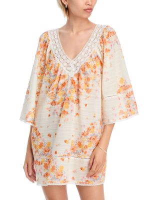 AQUA - Placed Floral Print Mini Dress - Exclusive