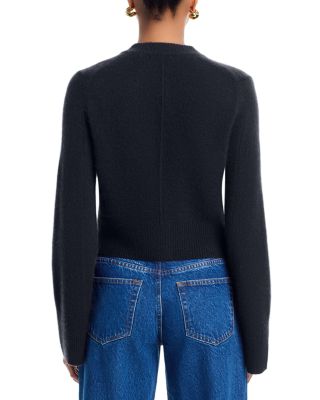100% Cashmere Cropped Wide Sleeve Crewneck Cardigan - Exclusive