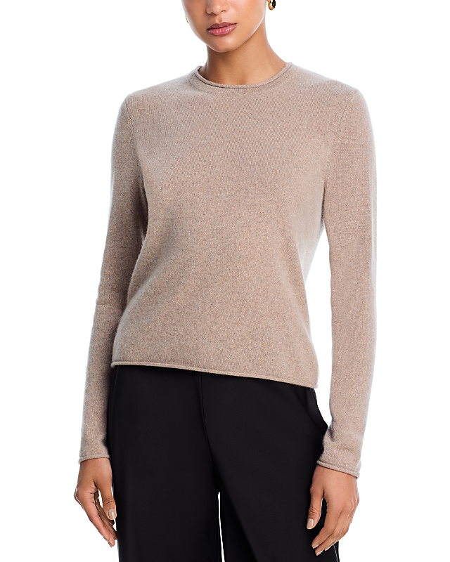 Aqua 100% Cashmere Rolled Edge Sweater - Exclusive