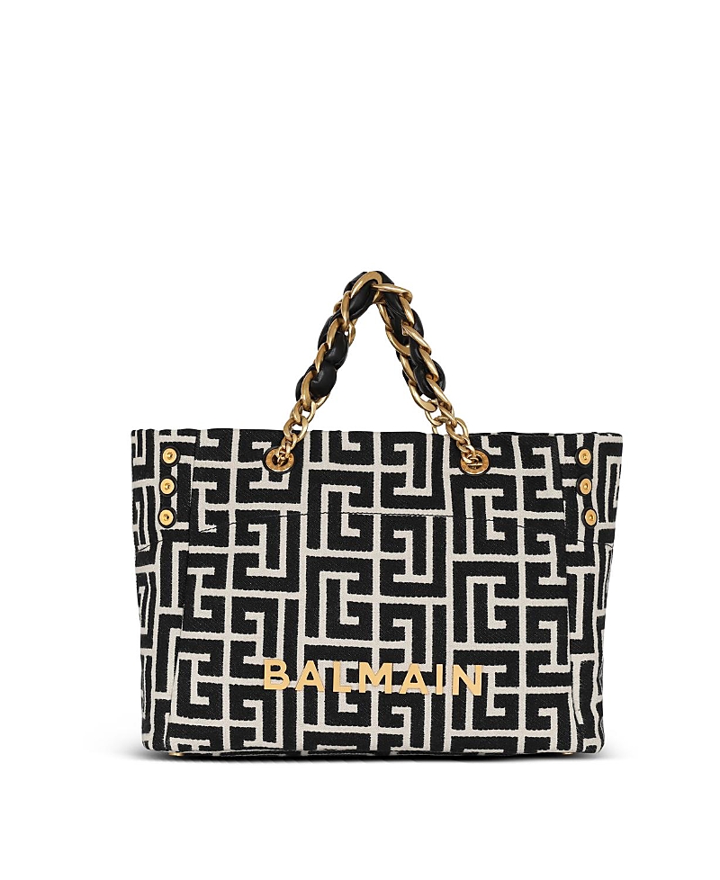 Balmain 1945 Soft Pb-Monogrammed Jacquard Canvas Tote Bag · OS