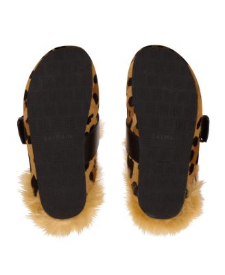 Women's Anthem Leopard Print Ponyskin Leather and Faux Fur Mules