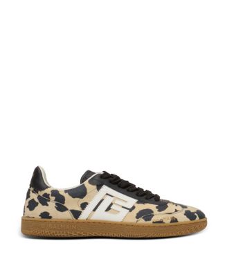 Women's Swan Leopard Print Suede Leather Trainers