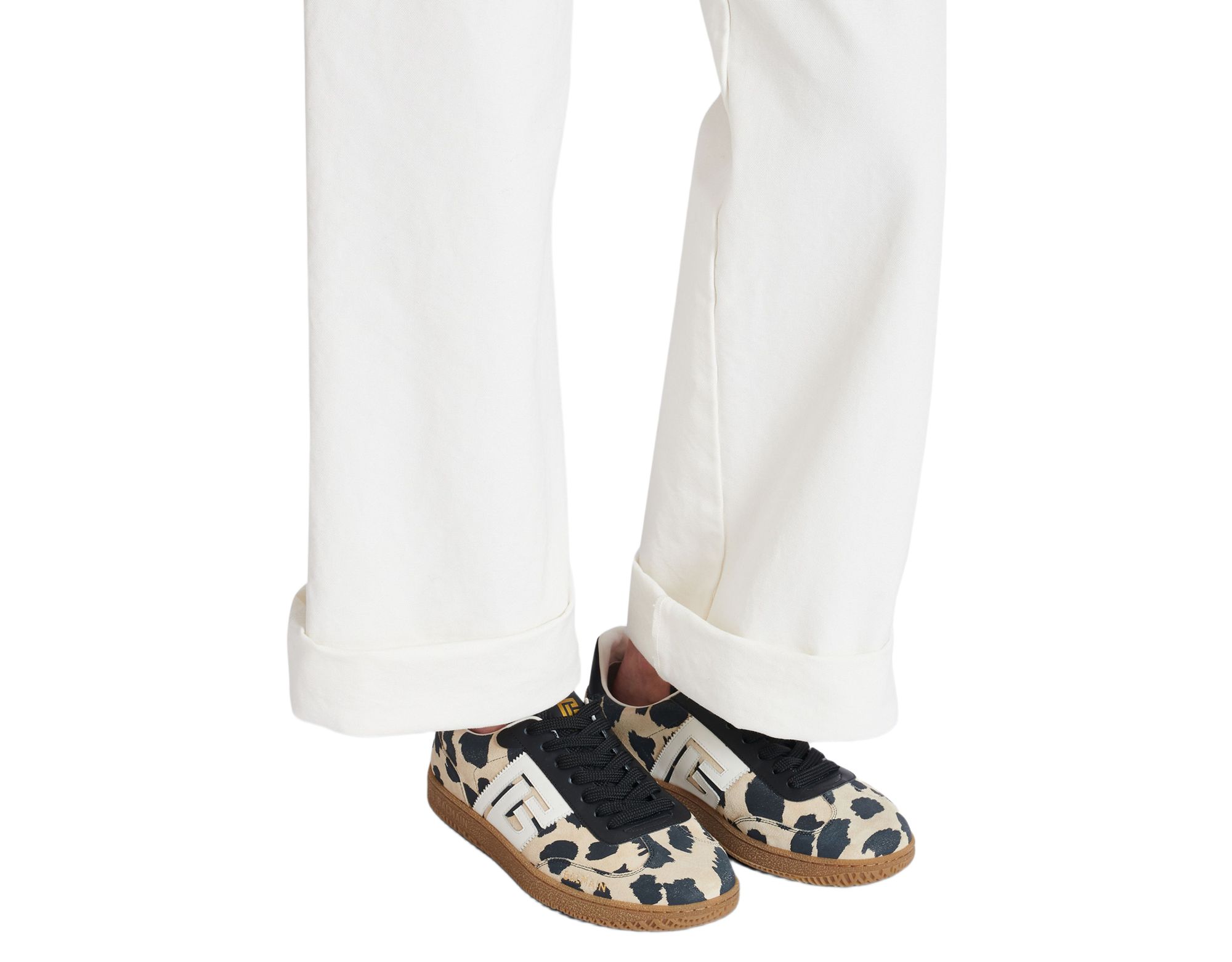 Women's Swan Leopard Print Suede Leather Trainers — Image 7