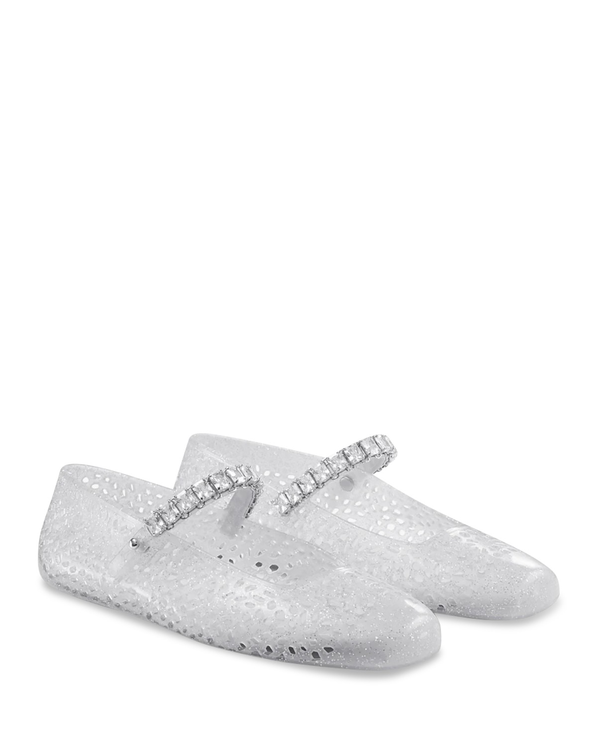 Jimmy Choo Women's the Jelly Transparent Crystal Ballet Flats in Clear/Silver