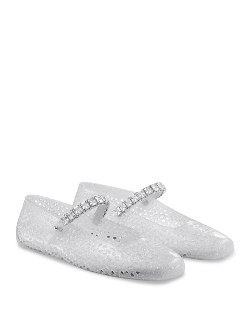 Jimmy Choo Women's the Jelly Transparent Crystal Ballet Flats in Clear/Silver