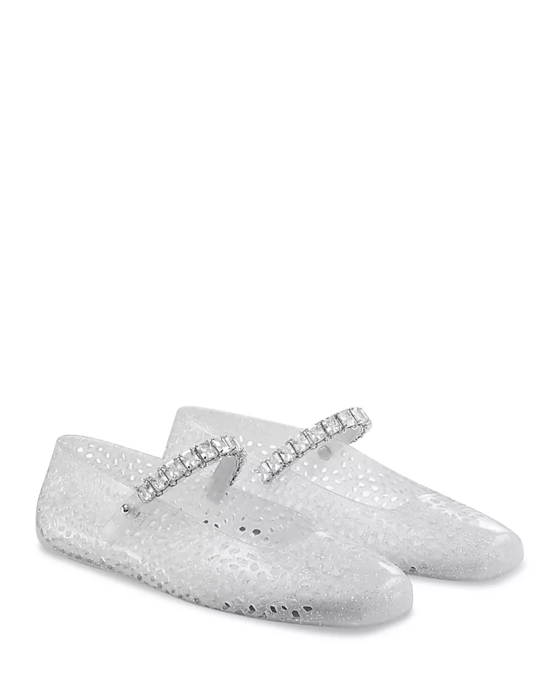 Jimmy Choo Women's The Jelly Transparent Crystal Ballet Flats