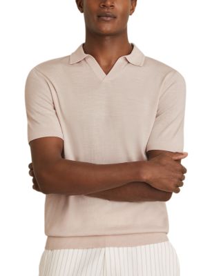 REISS - Duchie Merino Wool Open Collar Polo