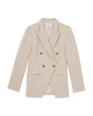Petite Double Breasted Linen Suit Blazer