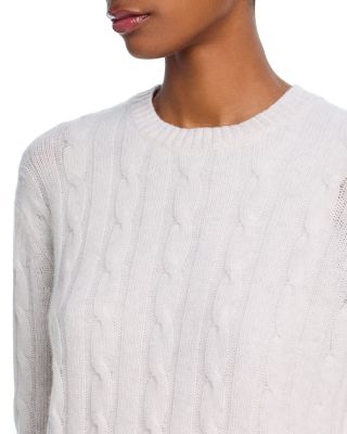 100% Cashmere Cable Knit Crewneck Sweater - Exclusive