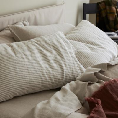  Stripe Linen Pillowcase Pair, Queen