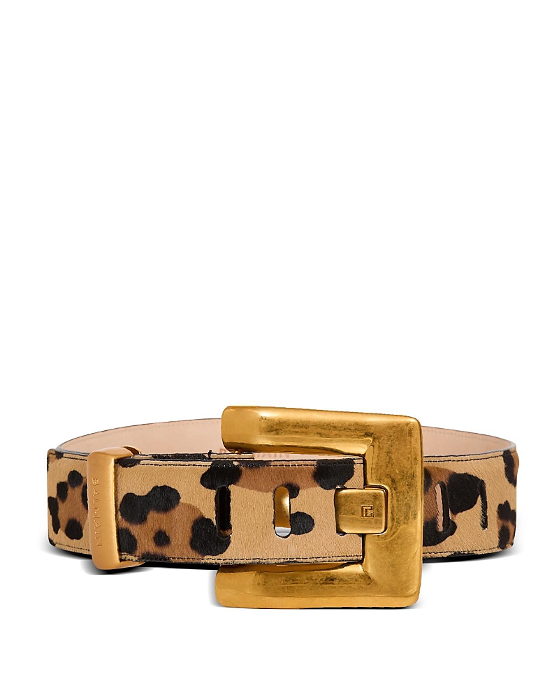 Balmain Anthem Leopard Print Leather Belt In Multi