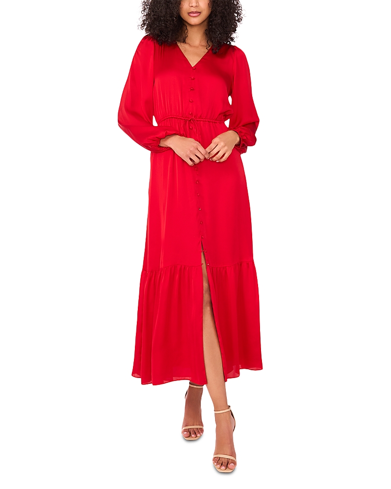 1.state Elastic Waist Button Maxi Dress