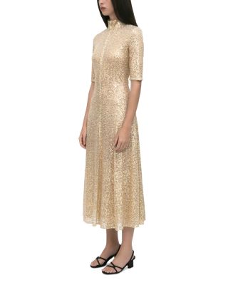 Zip Up Midi Turtleneck Dress