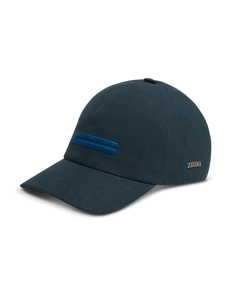 Zegna Teal Blue Oasi Lino Baseball Cap