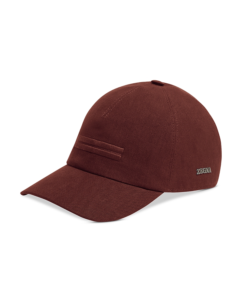 Zegna Oasi Lino Baseball Cap In Burgundy