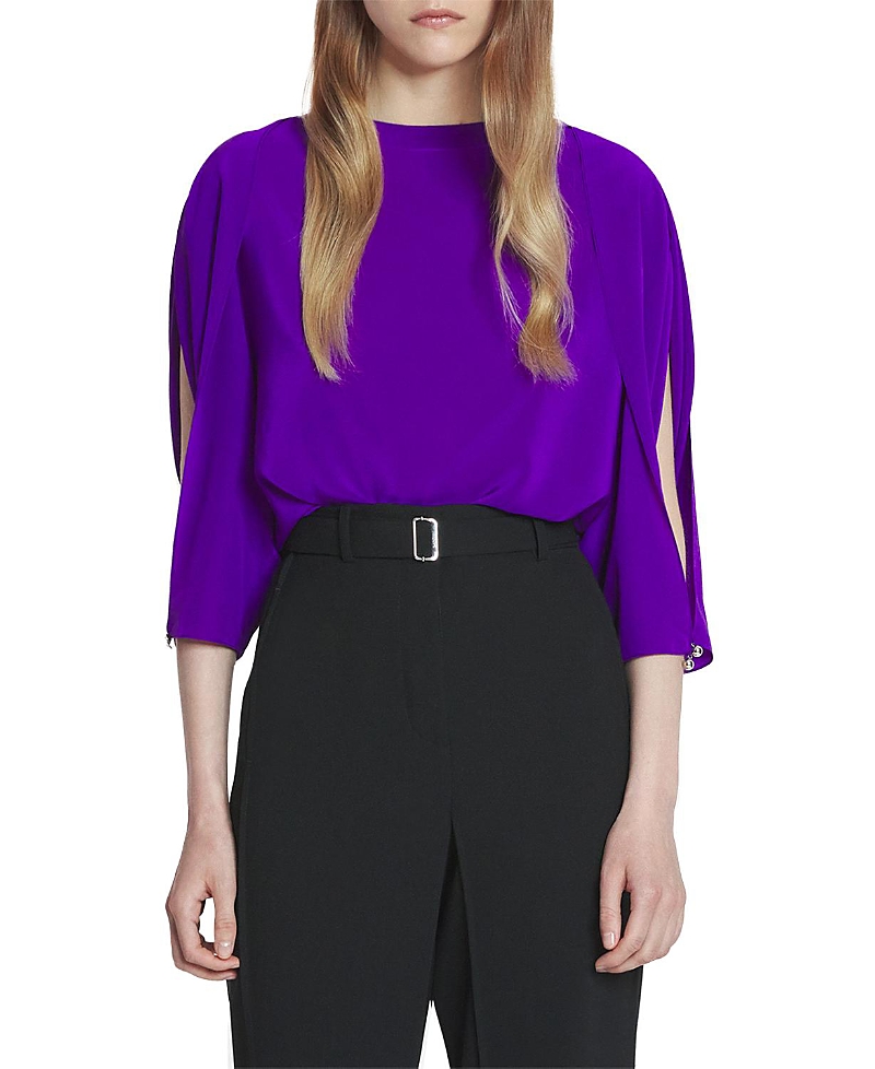 Lanvin Openwork Sleeves Silk Top