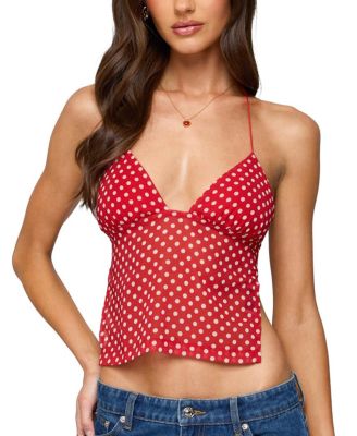 Polka Dot Backless Chiffon Top