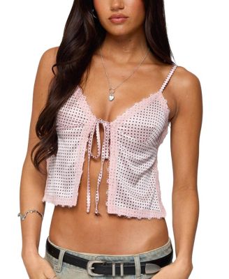 Backless Satin Effect Polka Dot Top