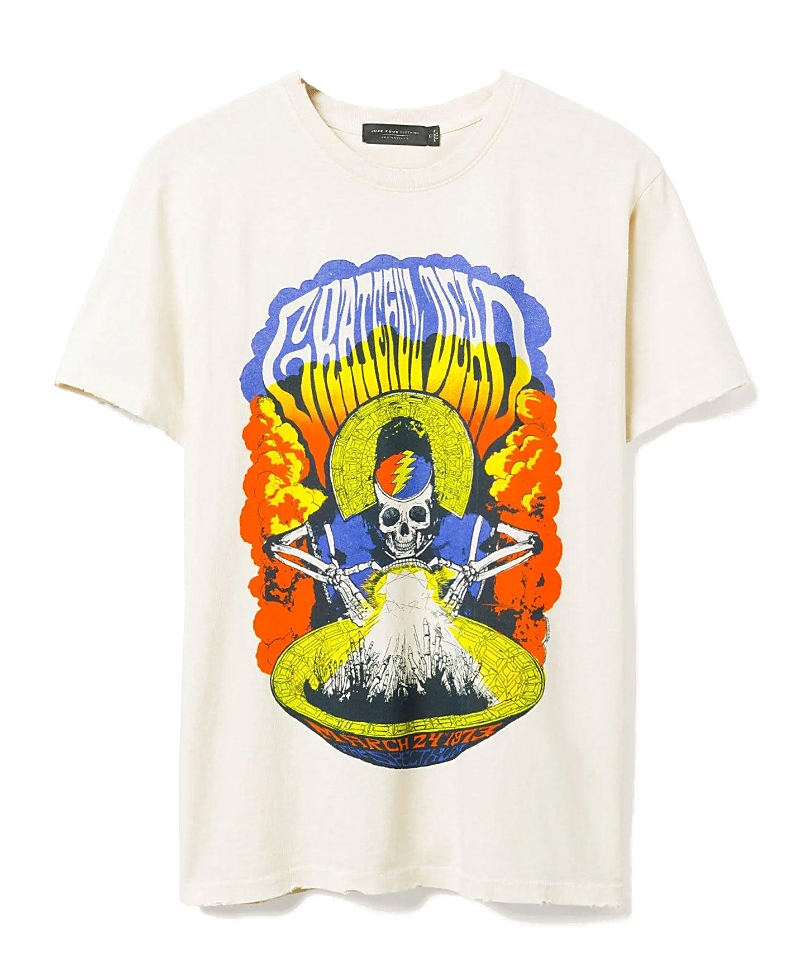 Junk Food Clothing Unisex Grateful Dead The Spectrum Vintage Tee In White