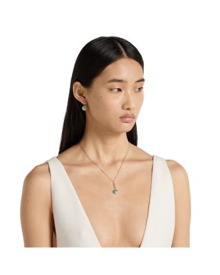 18K Yellow Gold Diamond & Amazonite Interlocking Necklace, 16.5"