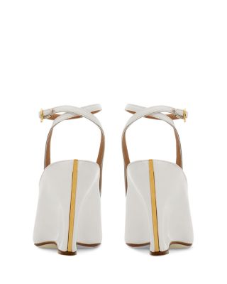 Women's Nero Leather Peep Toe Wedge Pumps