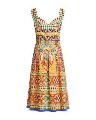 Printed Cotton Midi Dress