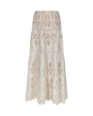 Highlighted Fields Scalloped Lace Maxi Skirt