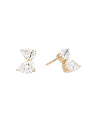 14K Yellow Gold Lab Grown Diamond Petal Stud Earrings
