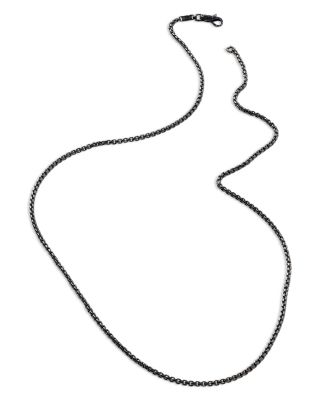 Sterling Silver with Satin Matte Black Rhodium Classic Chain Necklace, 26"