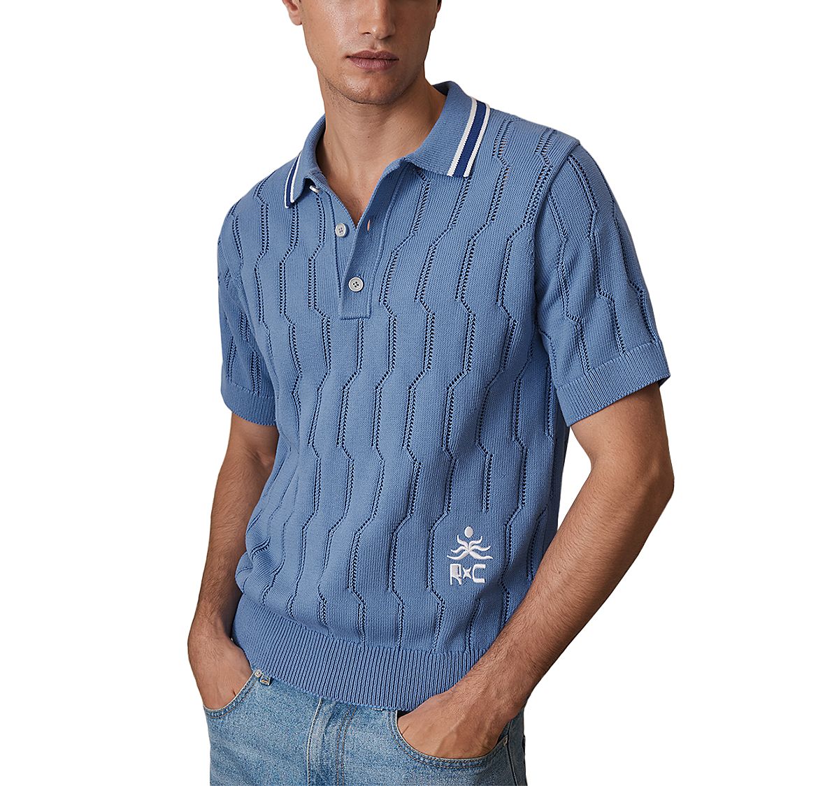 Reiss Che Oasis Pointelle Tipped Polo