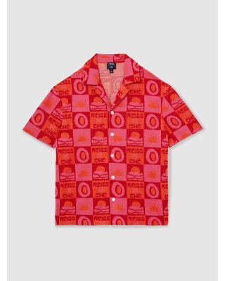 CHE Saura Towelling Sunset Jacquard Print Cuban Shir