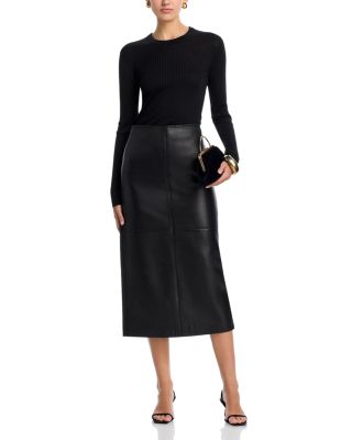 Marta Leather Midi Skirt