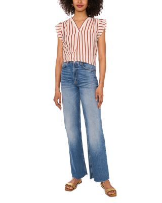 V Neck Ruffle Sleeve Blouse 