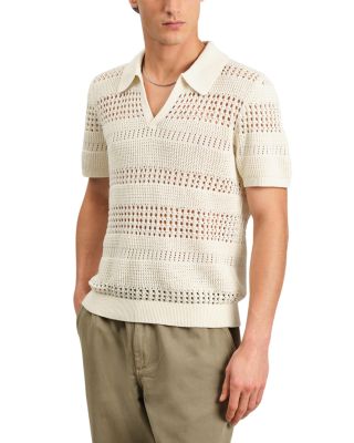 Wax London - Siena Striped Open Knit Polo Sweater