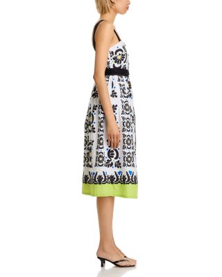 Printed Square Neck Midi Dress