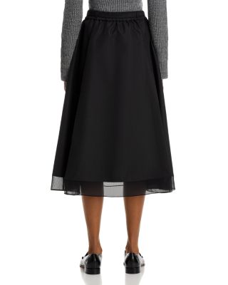 Belted Chiffon Hem Midi Skirt