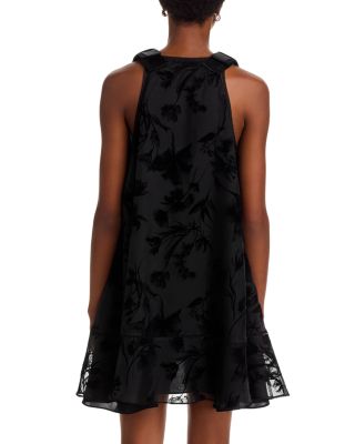Flocked Organza Sleeveless Trapeze Dress